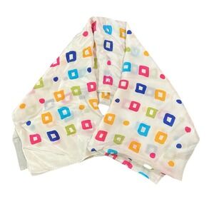 Echo Scarf 100% Silk Multicolor Geometric Print Made In Japan Vintage